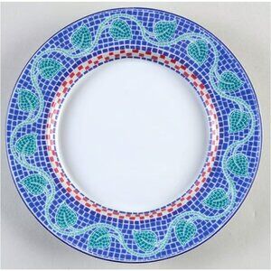 Dansk Signature Mosaic Dinnerware Blue & White Ivy Dinner Plates, Set of 2